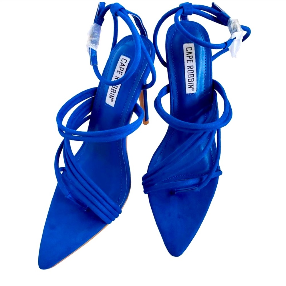 Cobalt Blue Open Toe Heeled Sandals